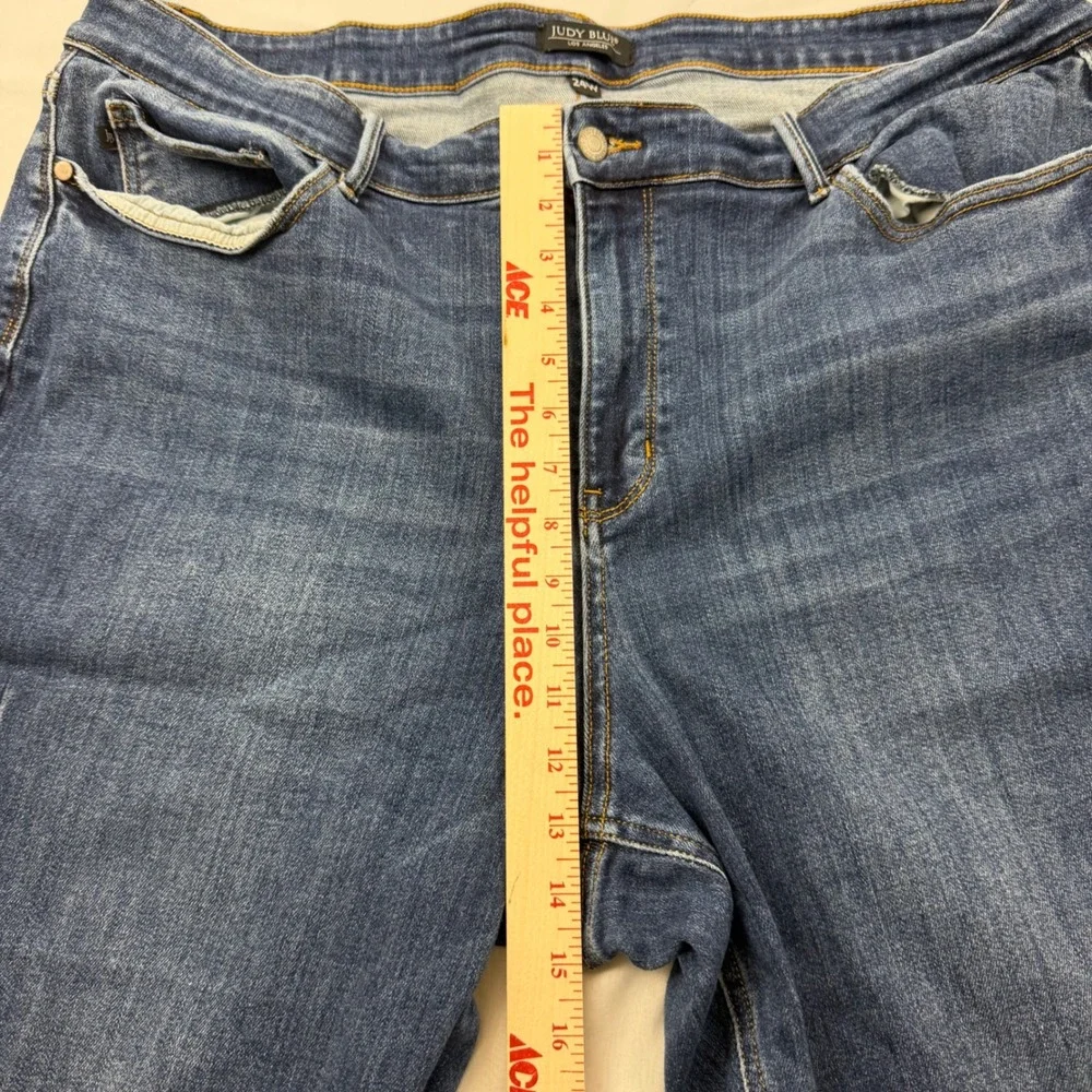 Judy Blue Skinny Fit Jeans Women 24W Blue Raw Hem High Rise Stretch JB82527DK-PL
